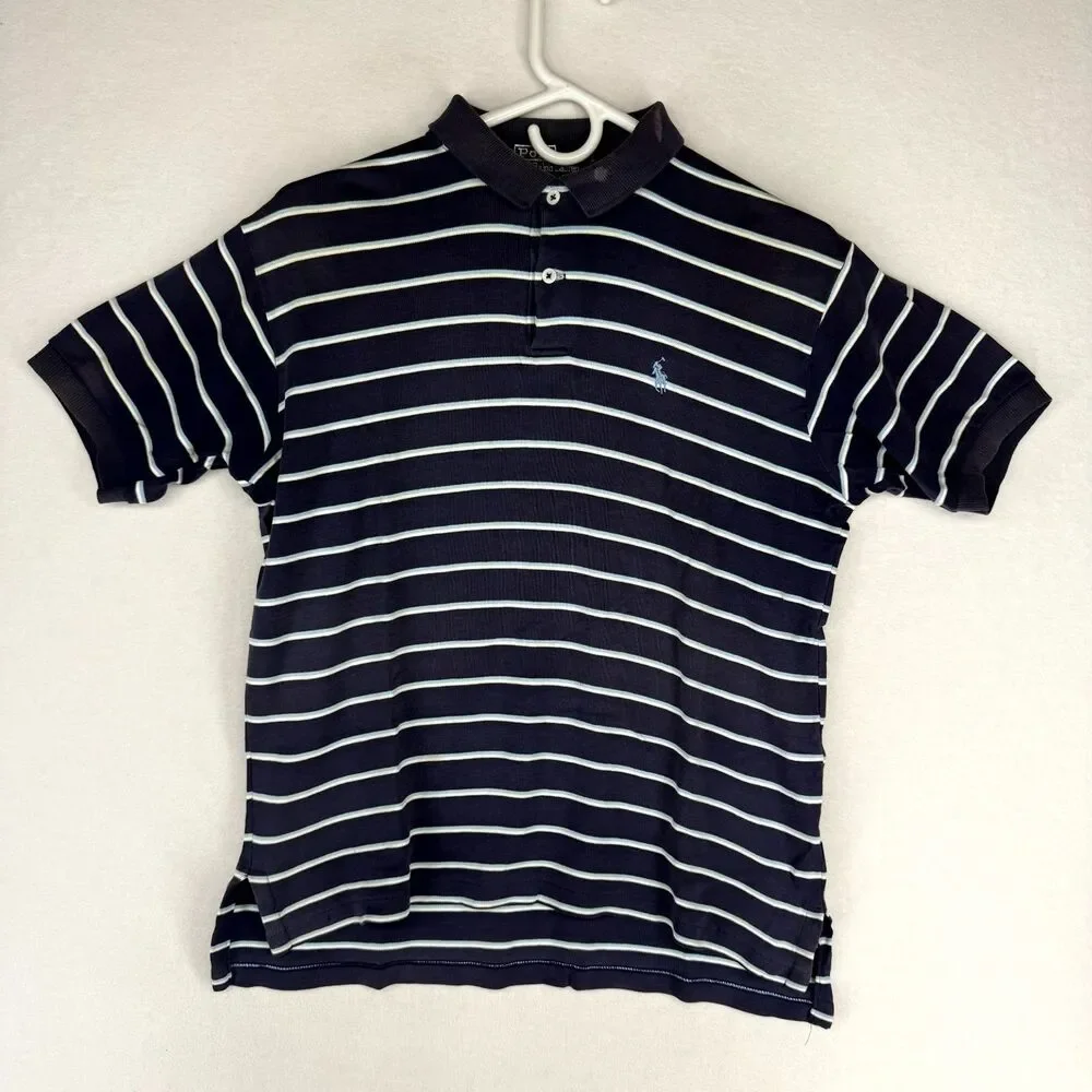 Polo by Ralph Lauren Blue Striped Polo Mens Size L